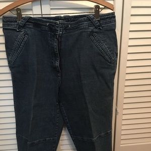 Cropped denim pants with drawstring waist